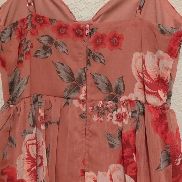 Crystal Doll pink floral sleeveless tiered ruffled maxi dress - Picture 8 of 12